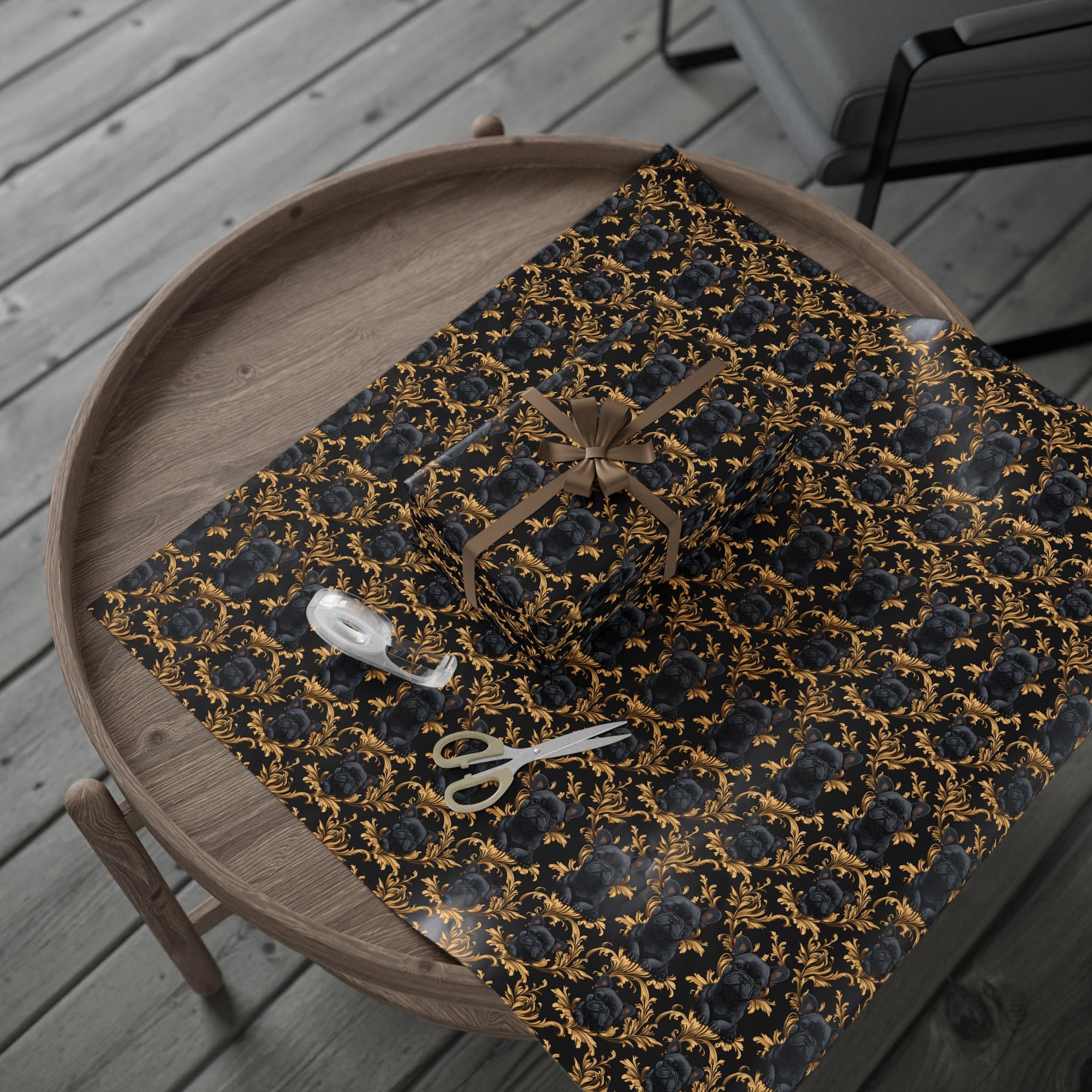 Regal Frenchie Noir Elegance Wrapping Paper