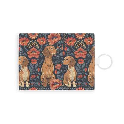 Floral Pawsome Dachsund Delight Leather Card Holder