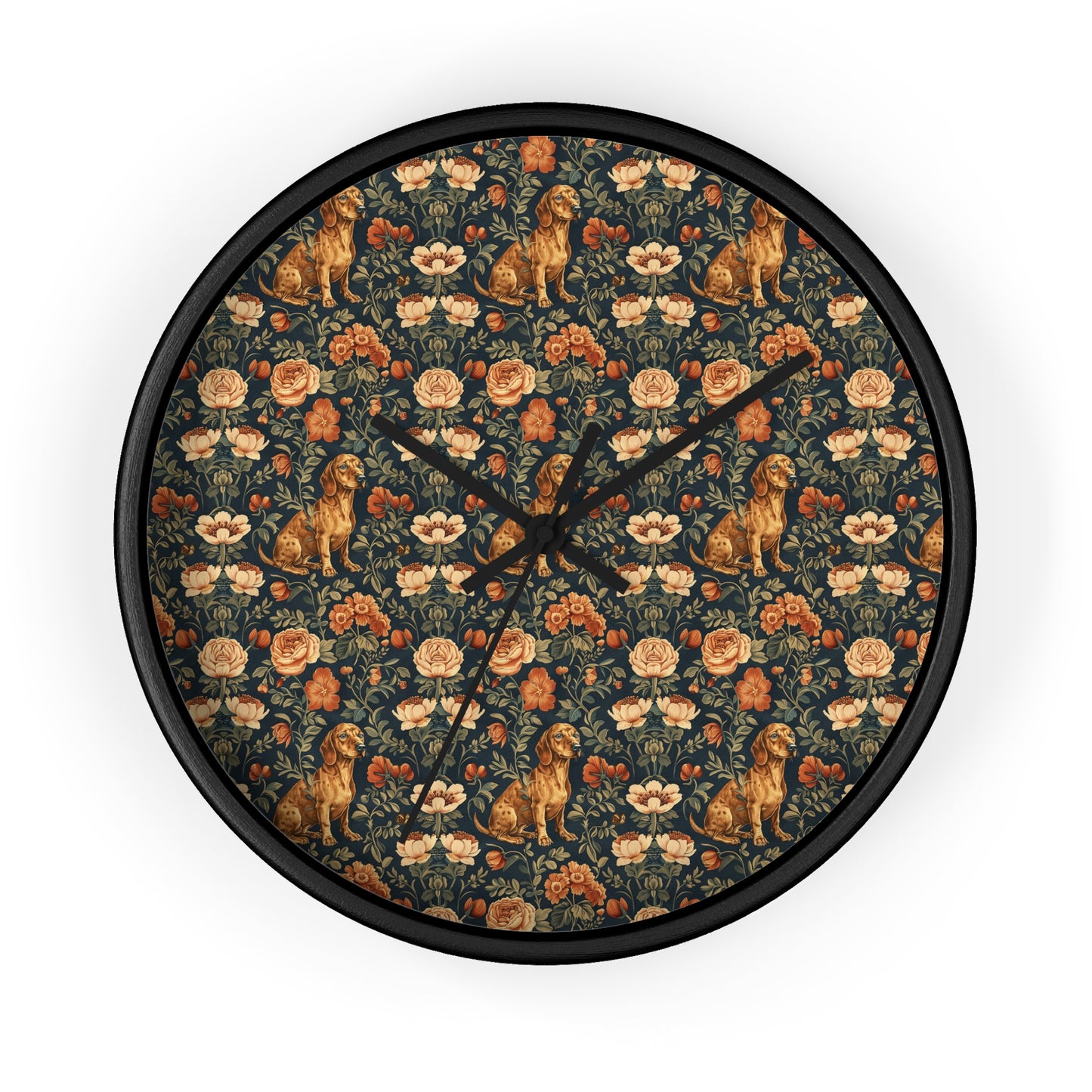 Dazzling Dachsund Blossoms & Foliage Wall Clock