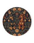 Dapper Dachshund Embroidery Elegance Cork Back Coaster