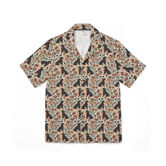 Blossoming Dachshunds Delight Men's Hawaiian Camp Shirt