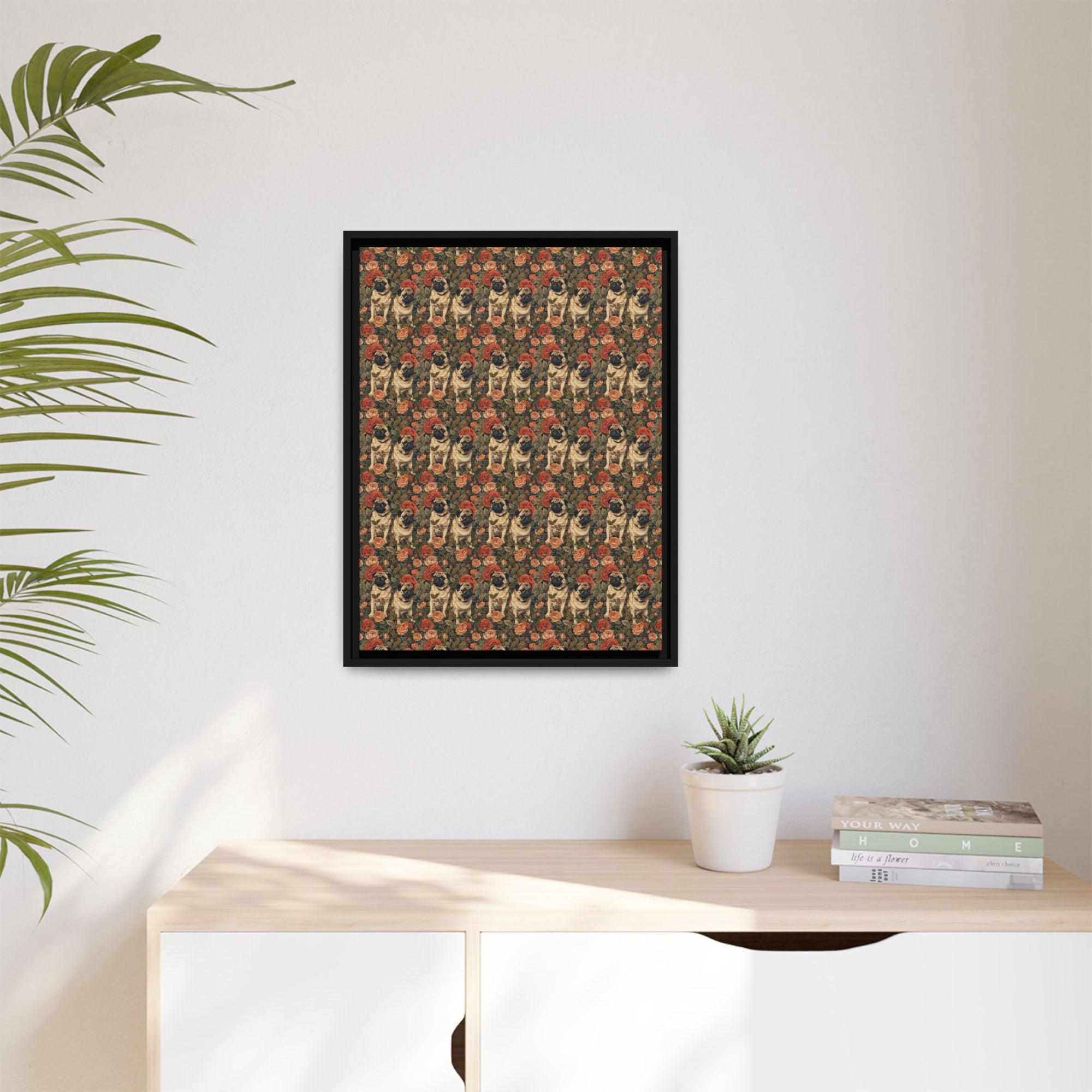 Blooming Pug Paradise Matte Canvas, Framed