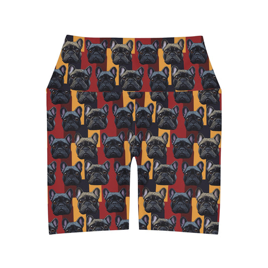 Chic Canine Checkmate - Frenchie Edition High Waisted Yoga Shorts