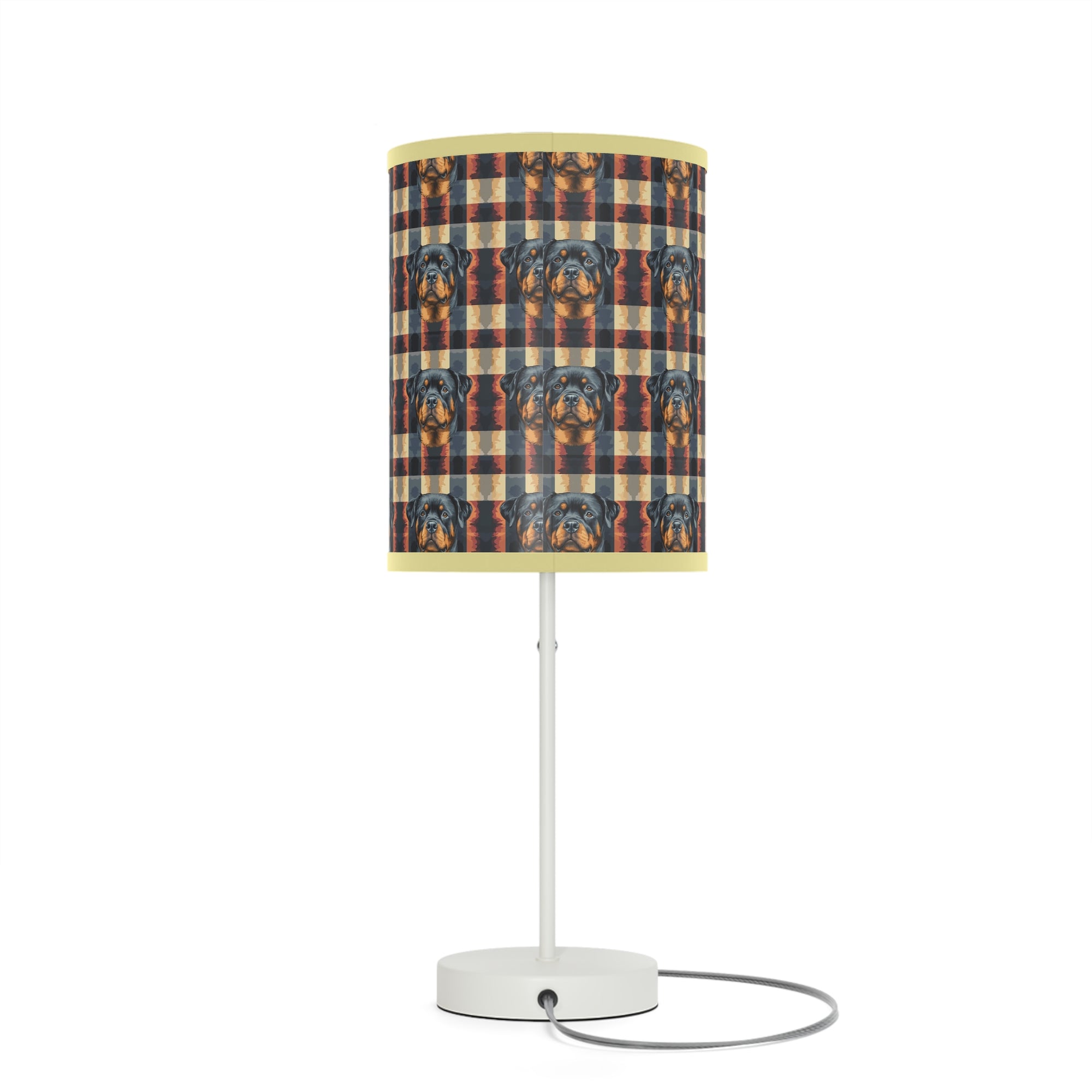 Pawsome Rottweiler Royalty Plaid Lamp on a Stand