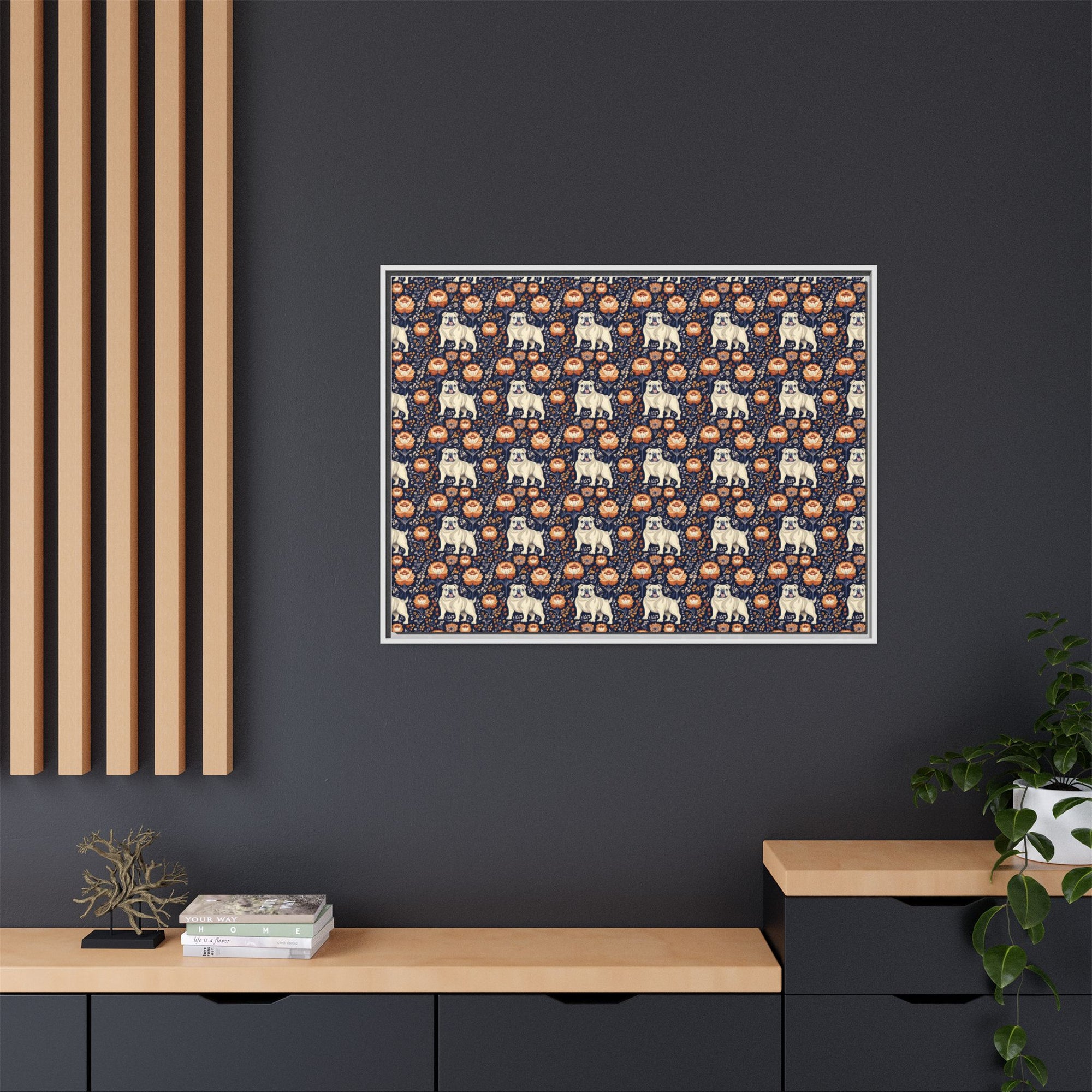 Bulldog Blossom Bonanza Matte Canvas, Framed