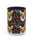 Floofy Corgi Blossom Blast Accent Coffee Mug