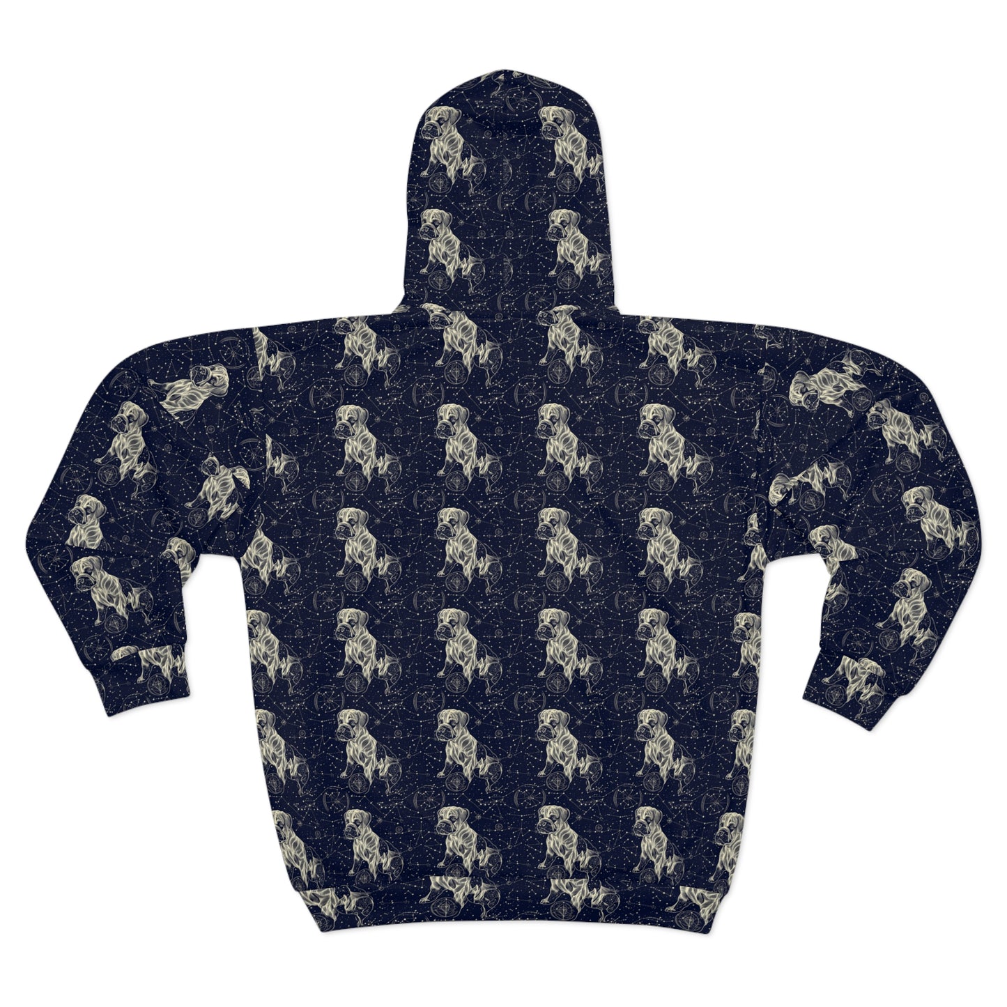 Celestial Boxer Bliss Unisex Zip Hoodie