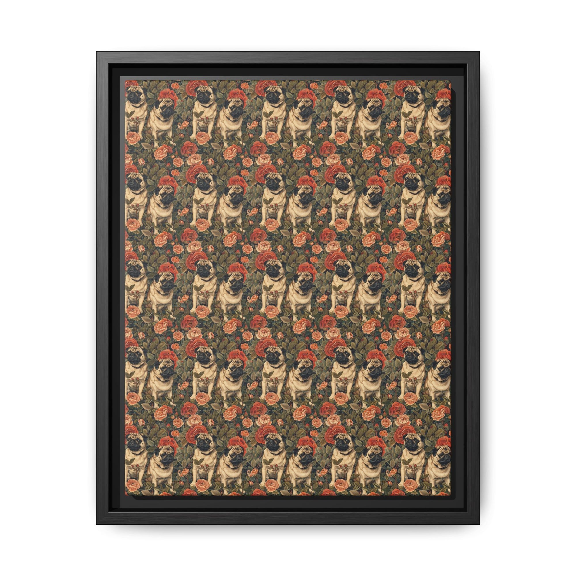 Blooming Pug Paradise Matte Canvas, Framed