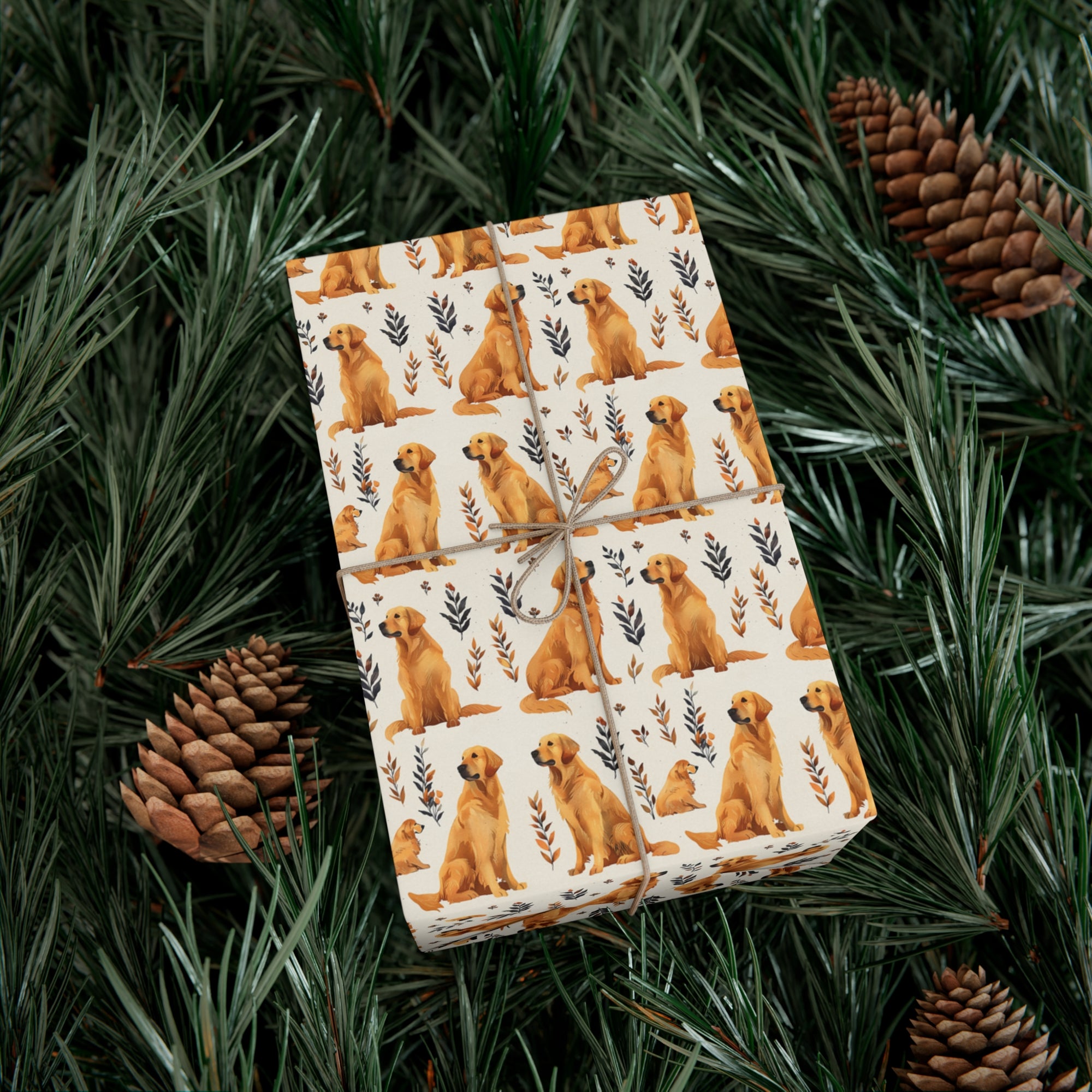 Golden Glamour Paws - Luxe Licks for Regal Retrievers Gift Wrap Papers