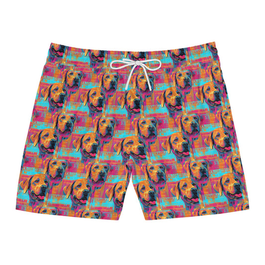 Rustic Charm Labrador Chic Men's Mid-Length Swim Shorts