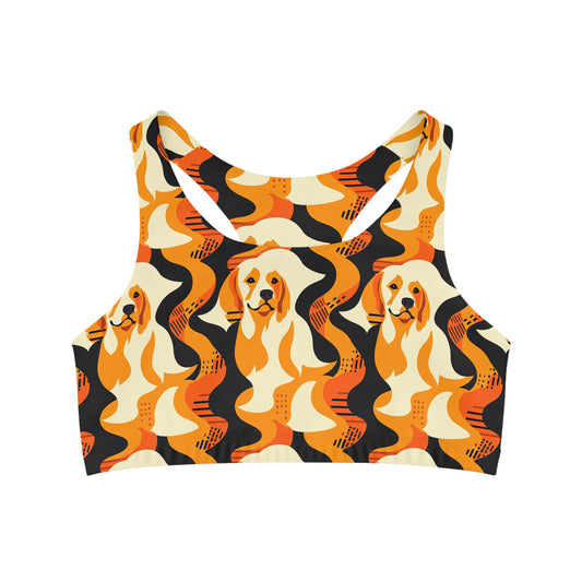 Golden Woof Abstract Glamour Seamless Sports Bra