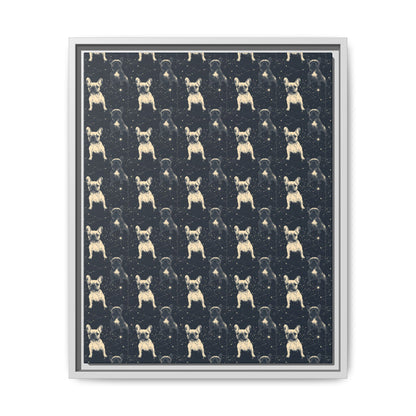 Frenchie Celestial Soar Matte Canvas, Framed