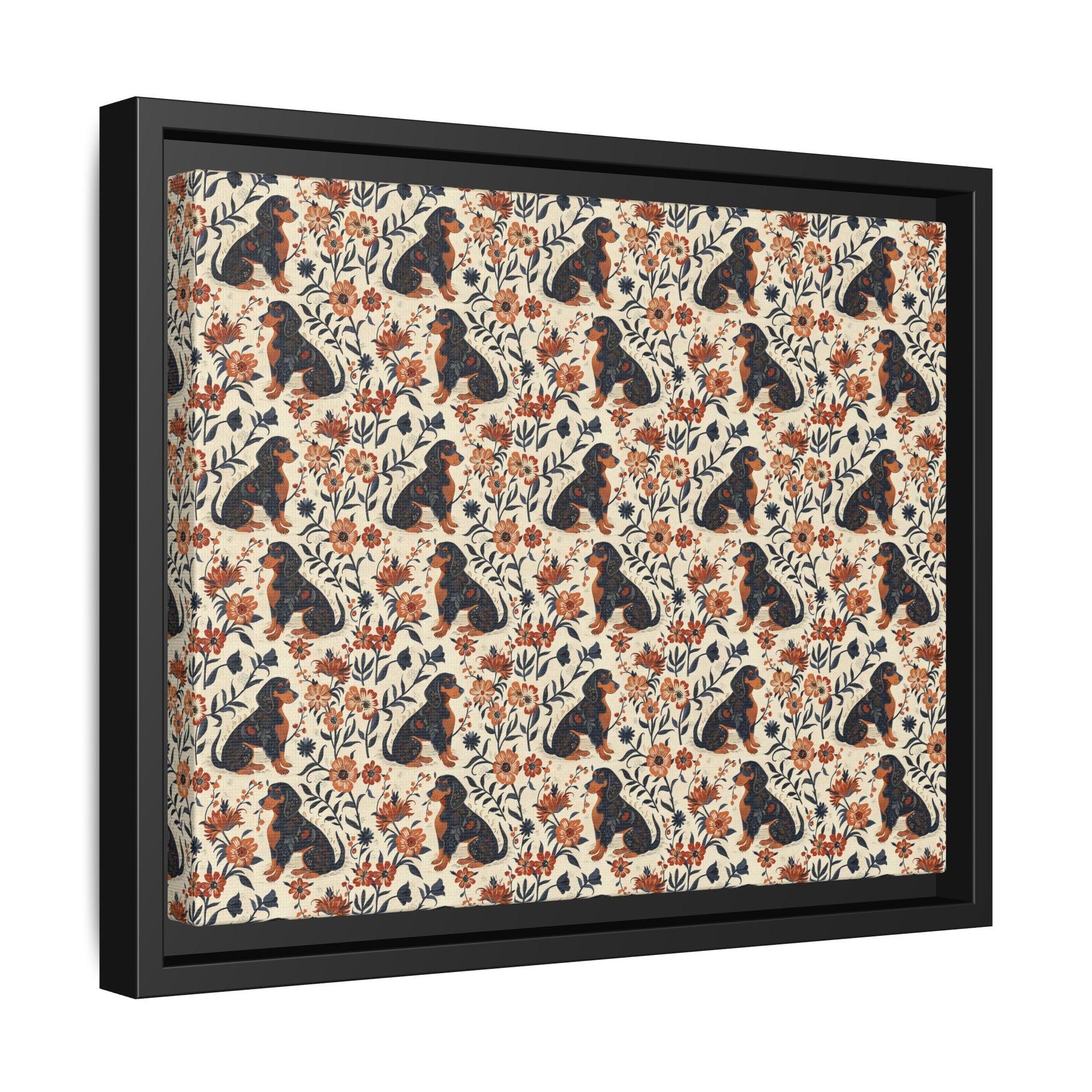 Blossoming Dachshunds Delight Matte Canvas, Framed