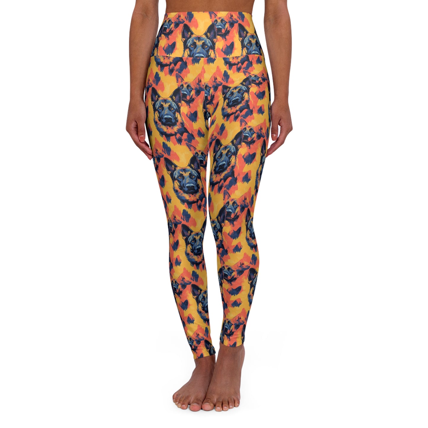 Impressionistic German Shepherds High Waisted Yoga Leggings