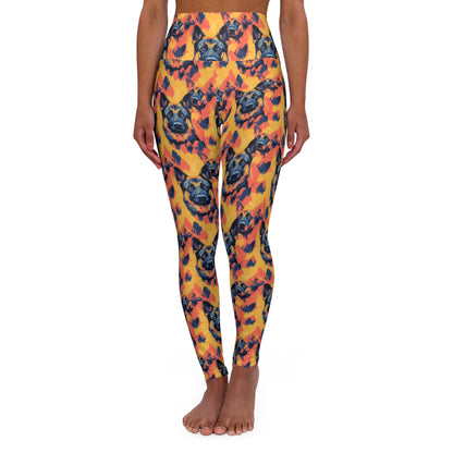 Impressionistic German Shepherds High Waisted Yoga Leggings