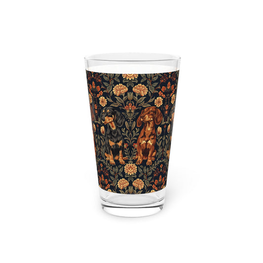 Dapper Dachshund Embroidery Elegance Pint Glass