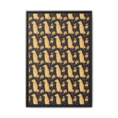 Golden Paws Floral Frenchie Matte Canvas, Framed