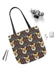 Floofy Corgi Blossom Blast Canvas Tote Bag