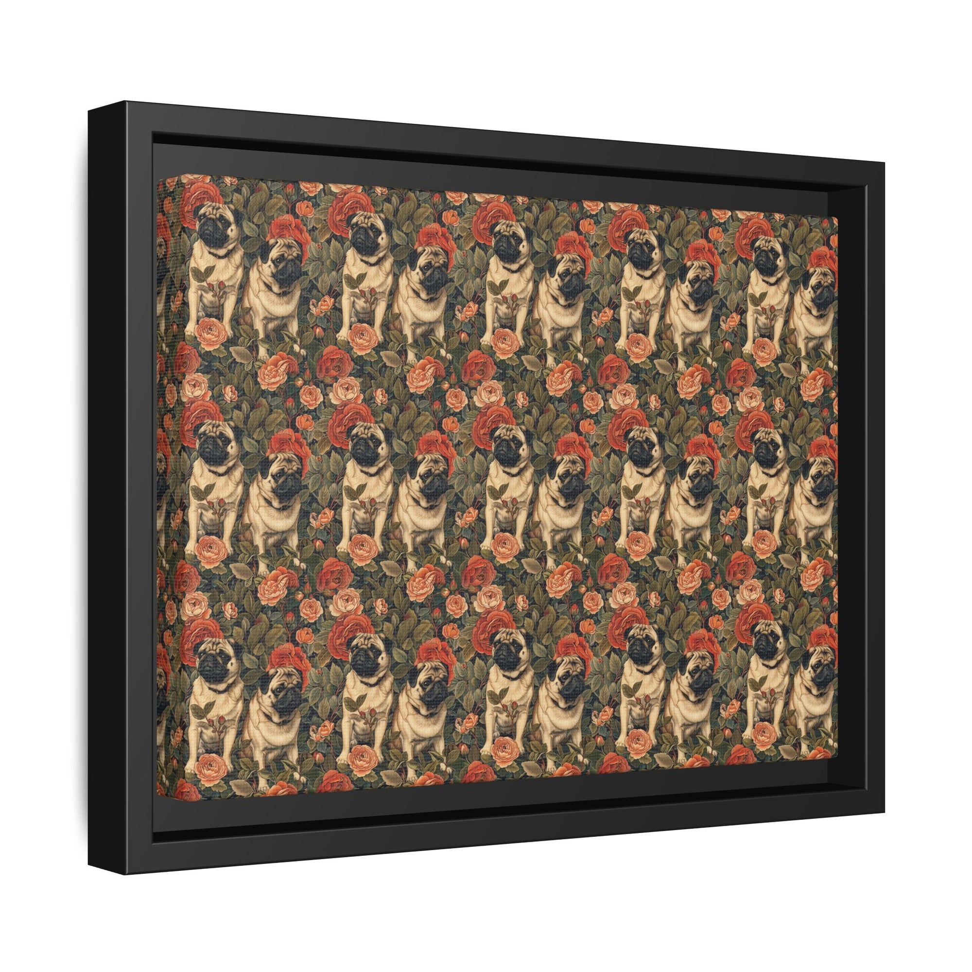 Blooming Pug Paradise Matte Canvas, Framed