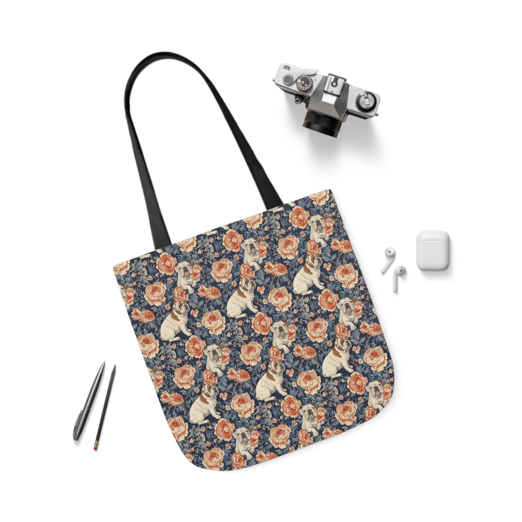 Blooming Bulldog Beauty Canvas Tote Bag