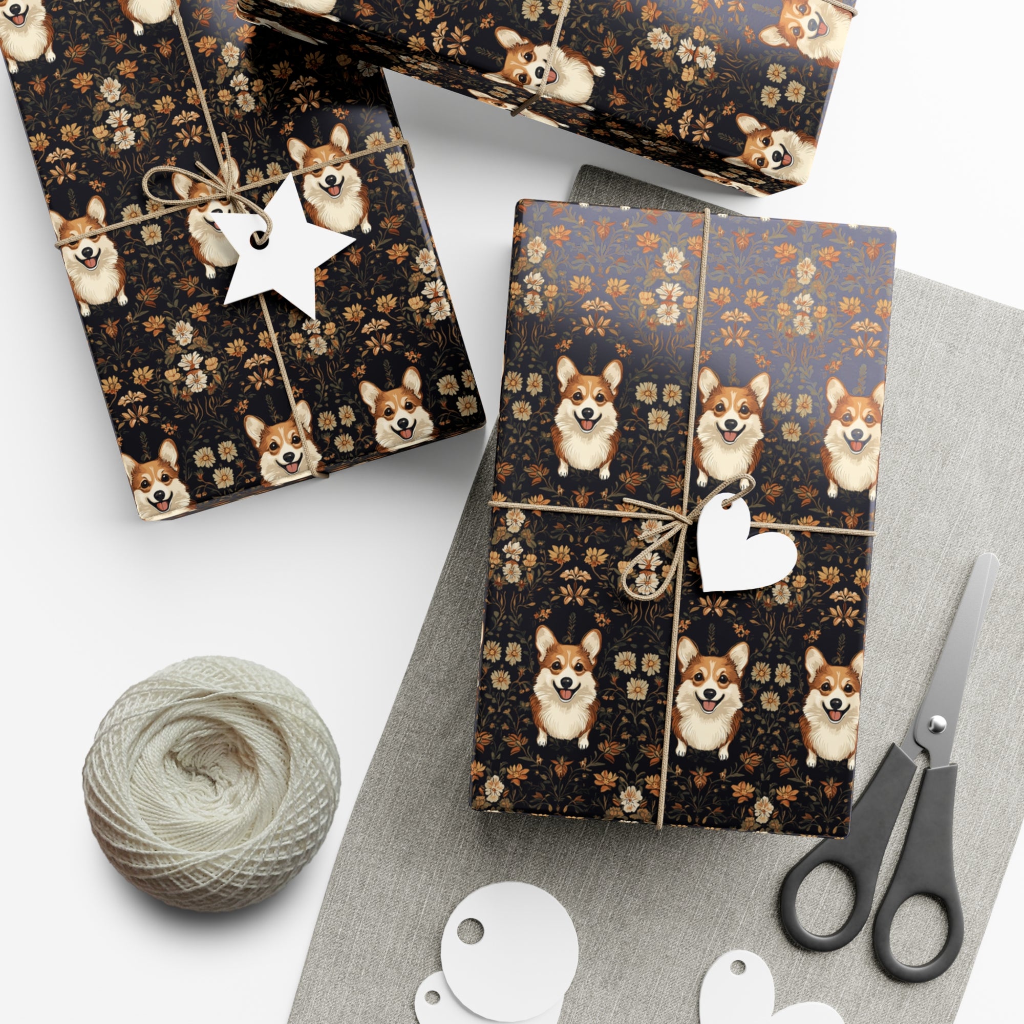 Nighttime Corgi Glow Stride Gift Wrap Papers