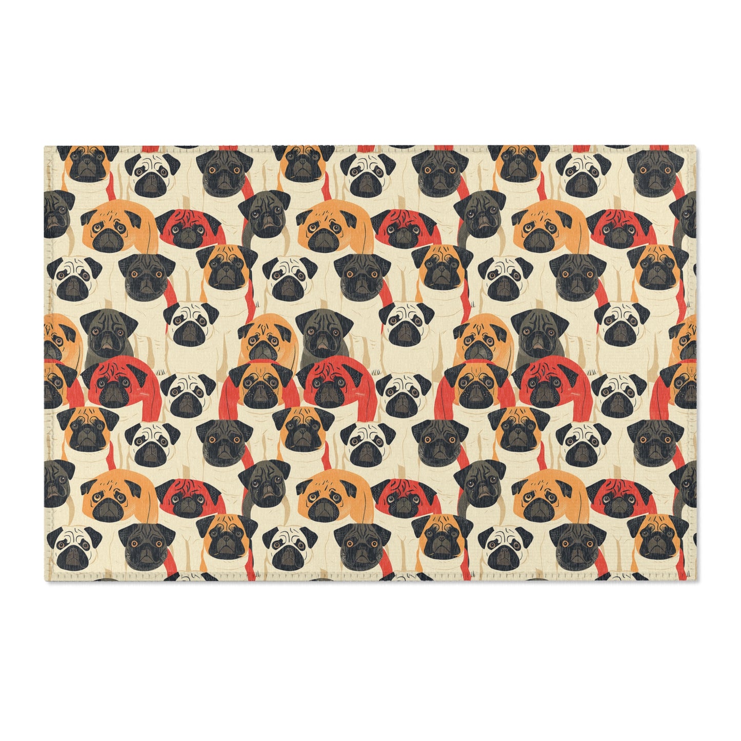 Whimsical Pug Geometry - Playful Pug Pattern Area Rug