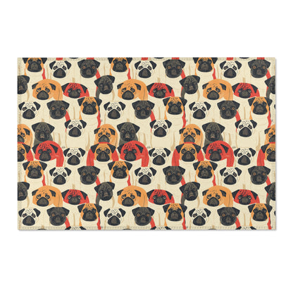 Whimsical Pug Geometry - Playful Pug Pattern Area Rug