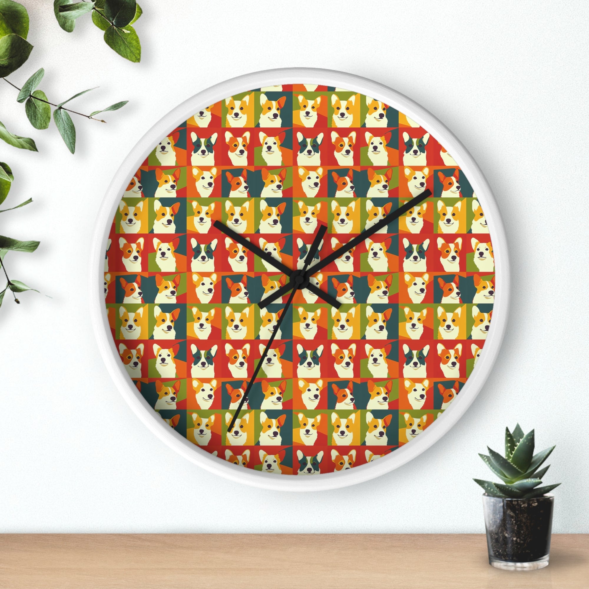 Corgi Chic Popart Pup Wall Clock