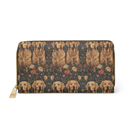 Fanciful Golden Paradise Blossom Zipper Wallet