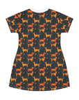 Dapper Dachshund Noir Glow T-Shirt Dress