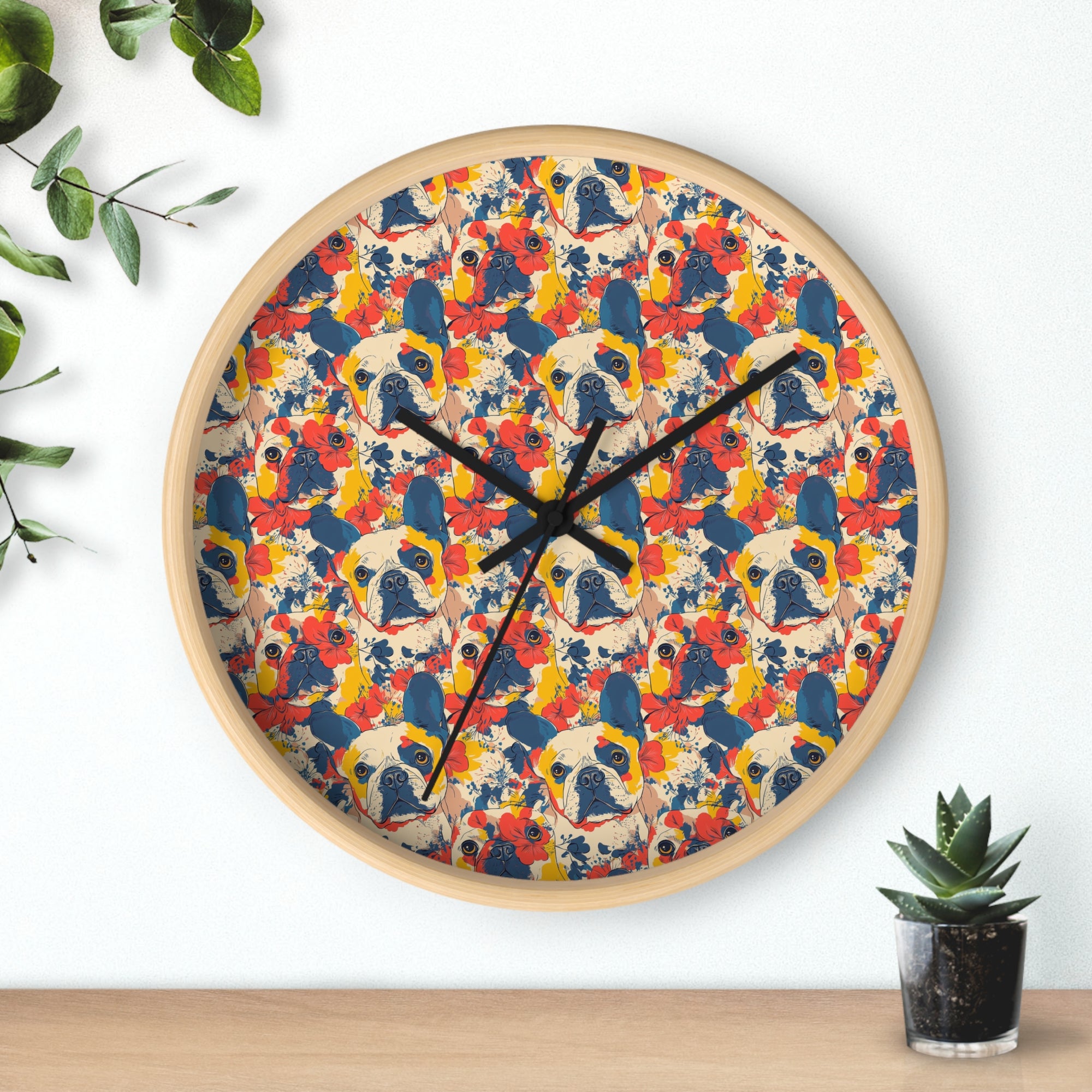 Bloom Pup Frenchietastic Splatter Wall Clock