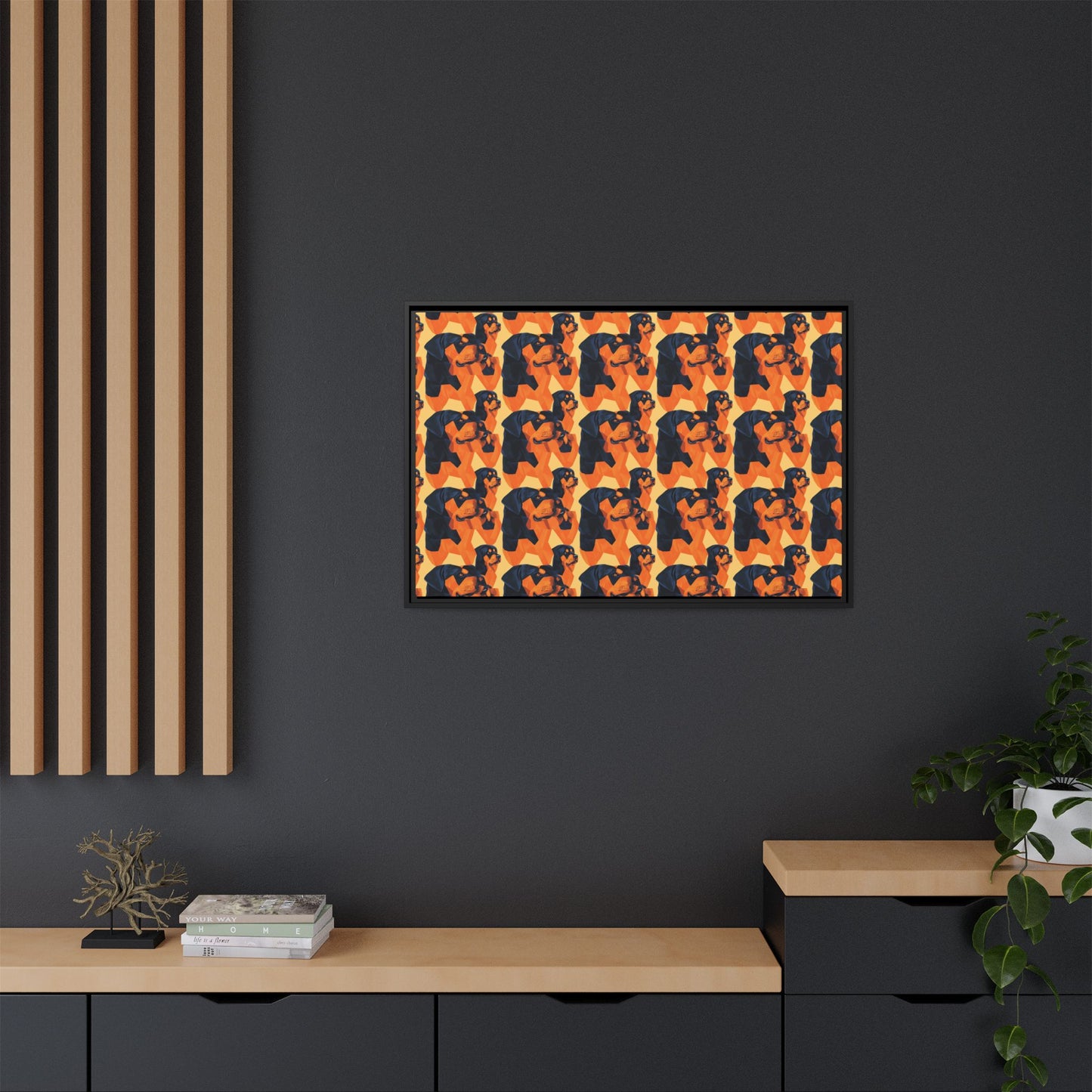 Rottweiler Chic Pawsitivity Matte Canvas, Framed