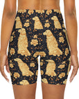 Golden Paws Floral Frenchie High Waisted Yoga Shorts