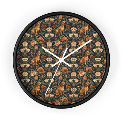 Dazzling Dachsund Blossoms & Foliage Wall Clock