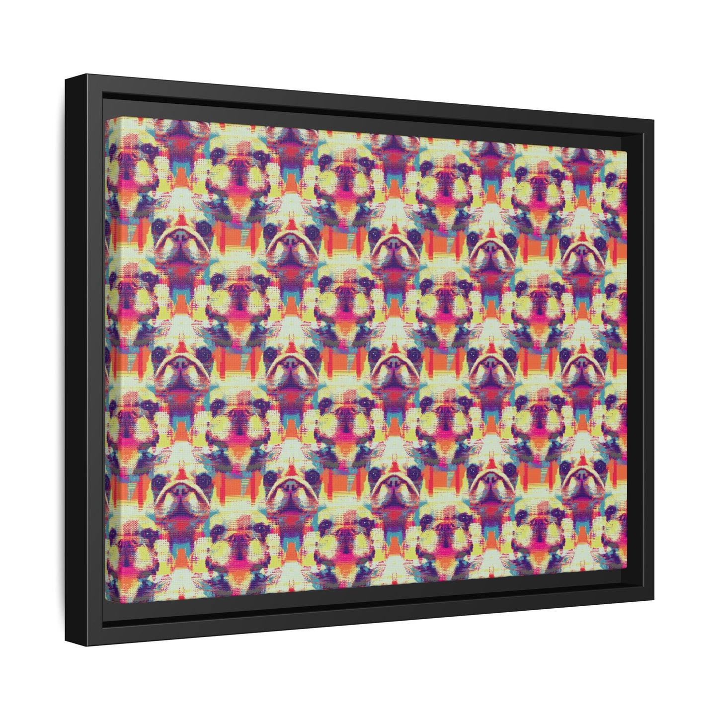 Glitchy Bulldog Blitz Matte Canvas, Framed