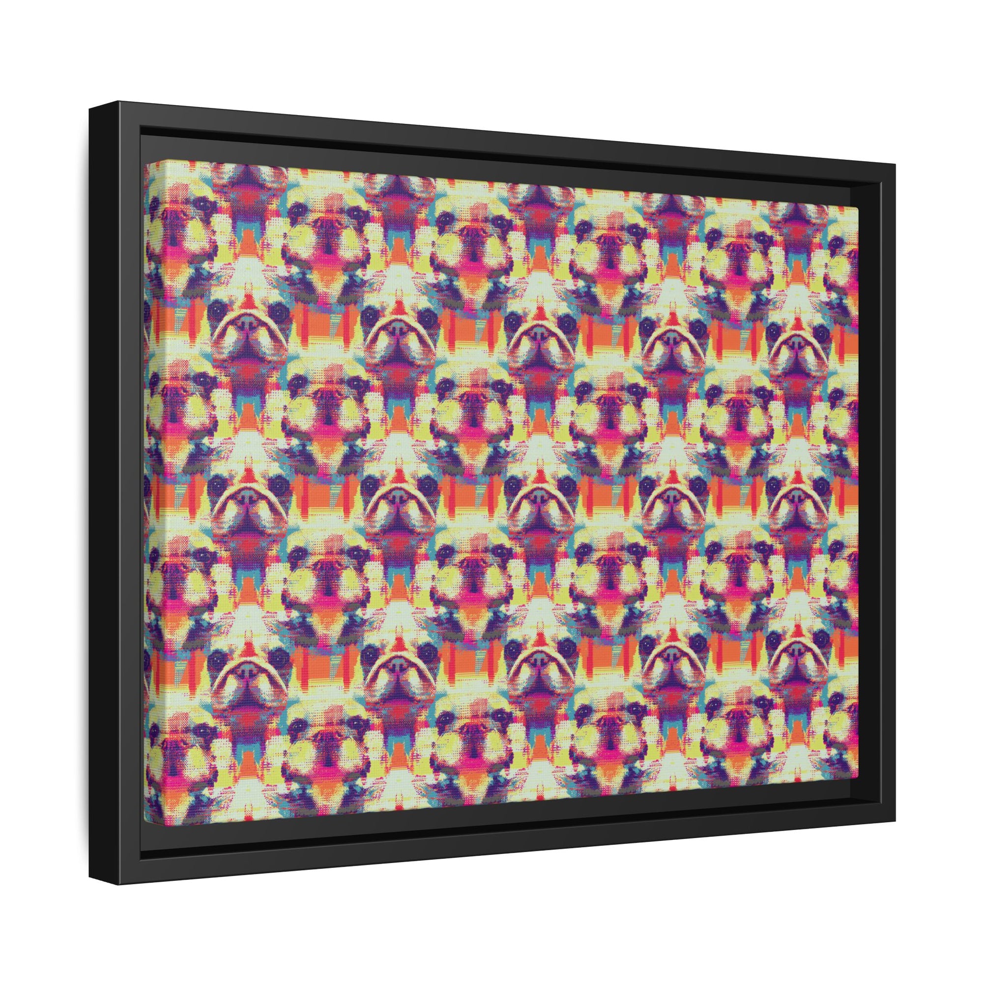 Glitchy Bulldog Blitz Matte Canvas, Framed