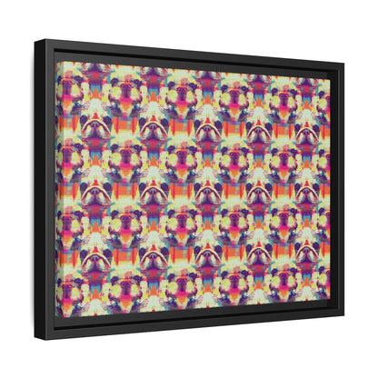 Glitchy Bulldog Blitz Matte Canvas, Framed