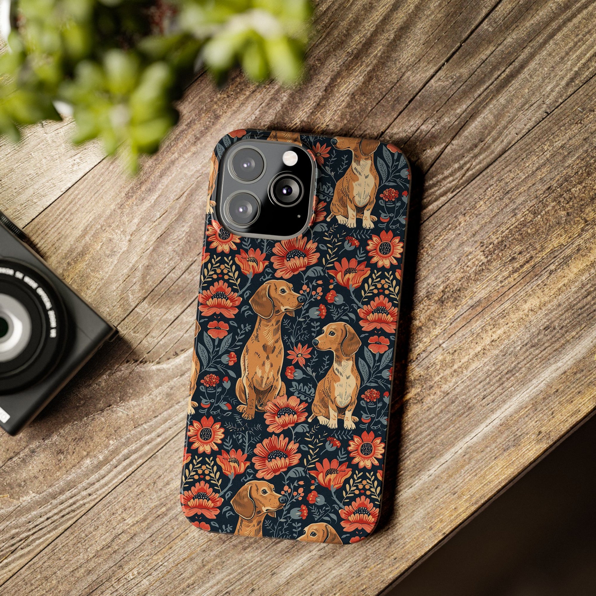 Floral Pawsome Dachsund Delight Slim Phone Cases