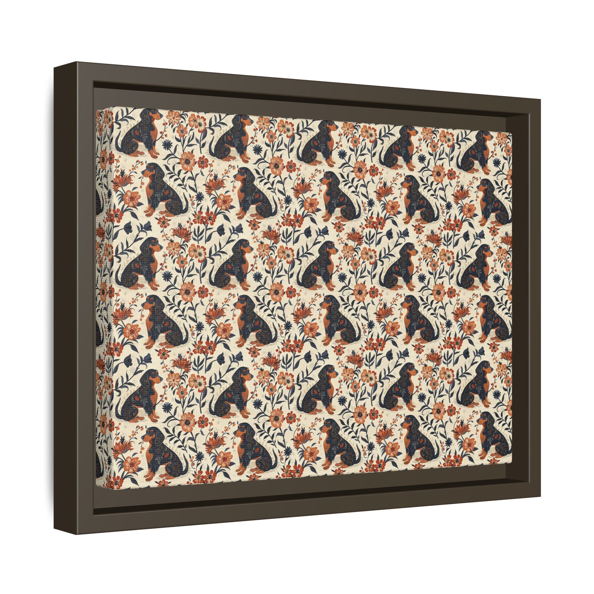 Blossoming Dachshunds Delight Matte Canvas, Framed