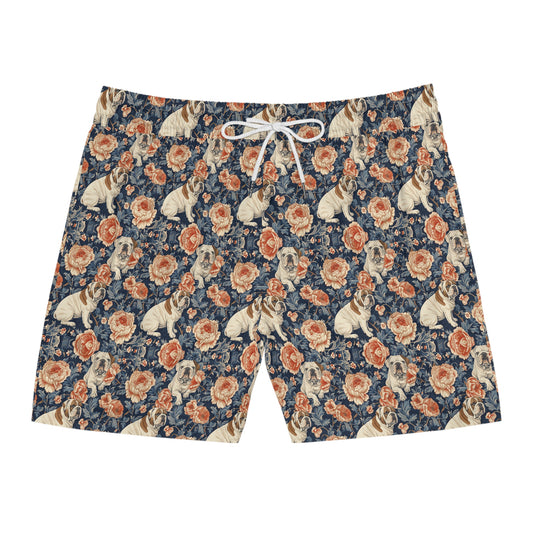 Blooming Bulldog Beauty Men's Mid-Length Swim Shorts