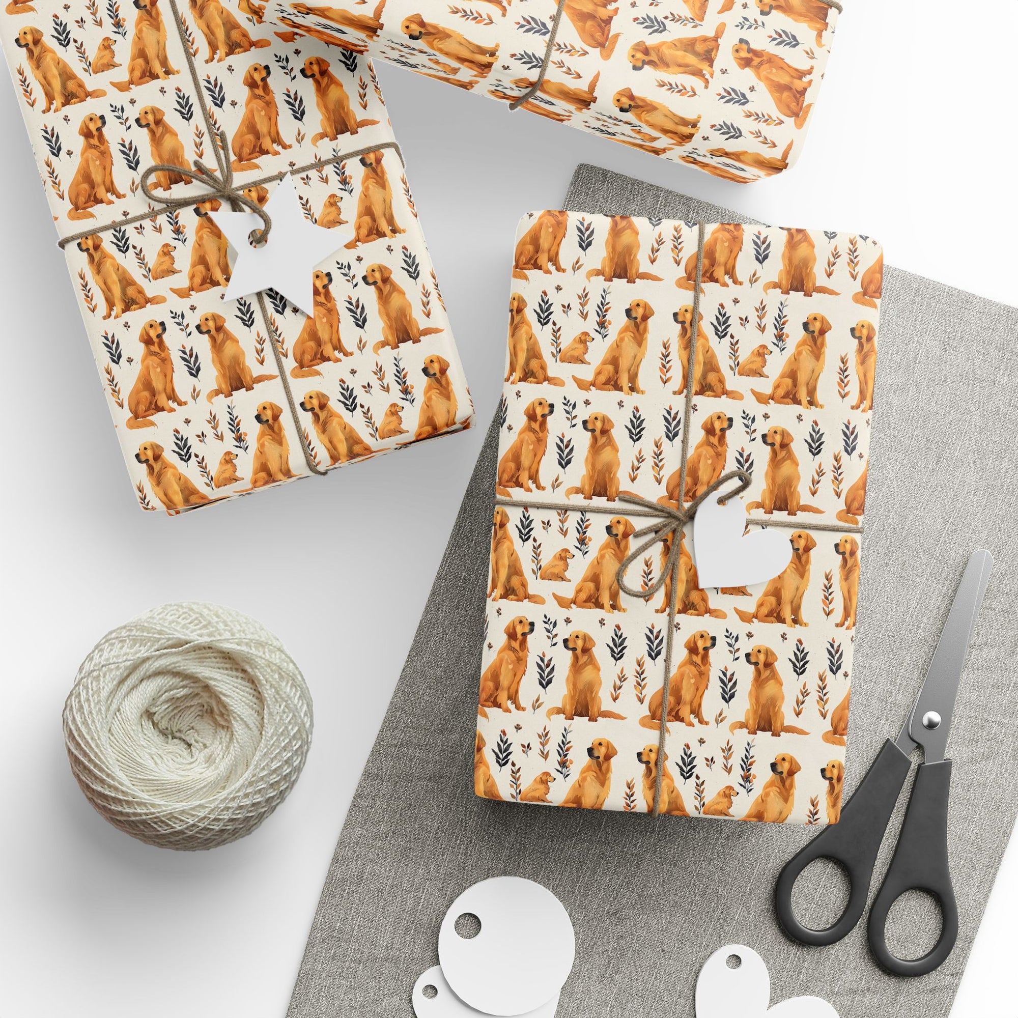 Golden Glamour Paws - Luxe Licks for Regal Retrievers Wrapping Paper