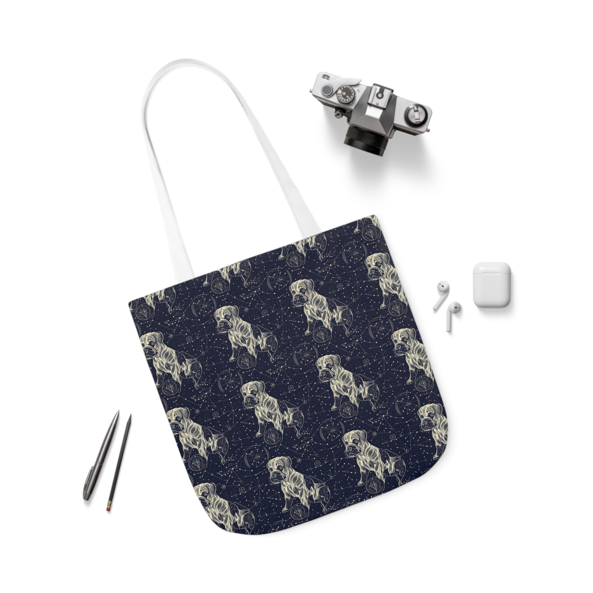 Celestial Boxer Bliss Canvas Tote Bag