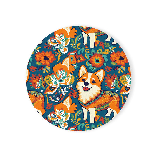 Corgi Carnival Couture Cork Back Coaster