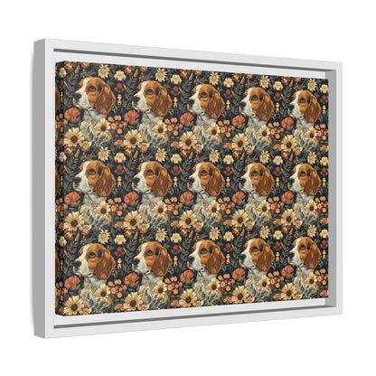 Beagle Blossoms Matte Canvas, Framed