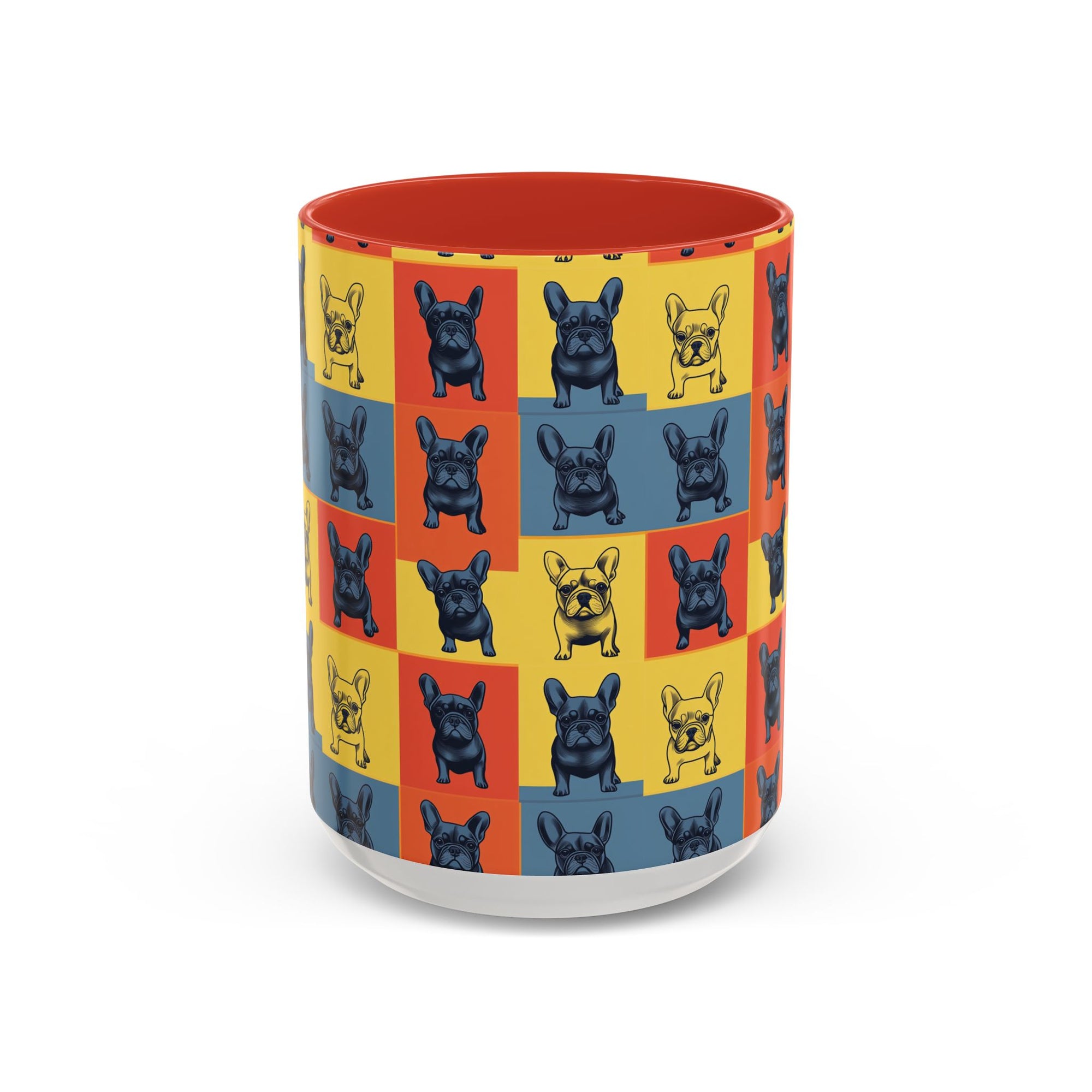 Frenchie Pop Art Pawfection Grid Accent Coffee Mug