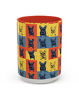 Frenchie Pop Art Pawfection Grid Accent Coffee Mug