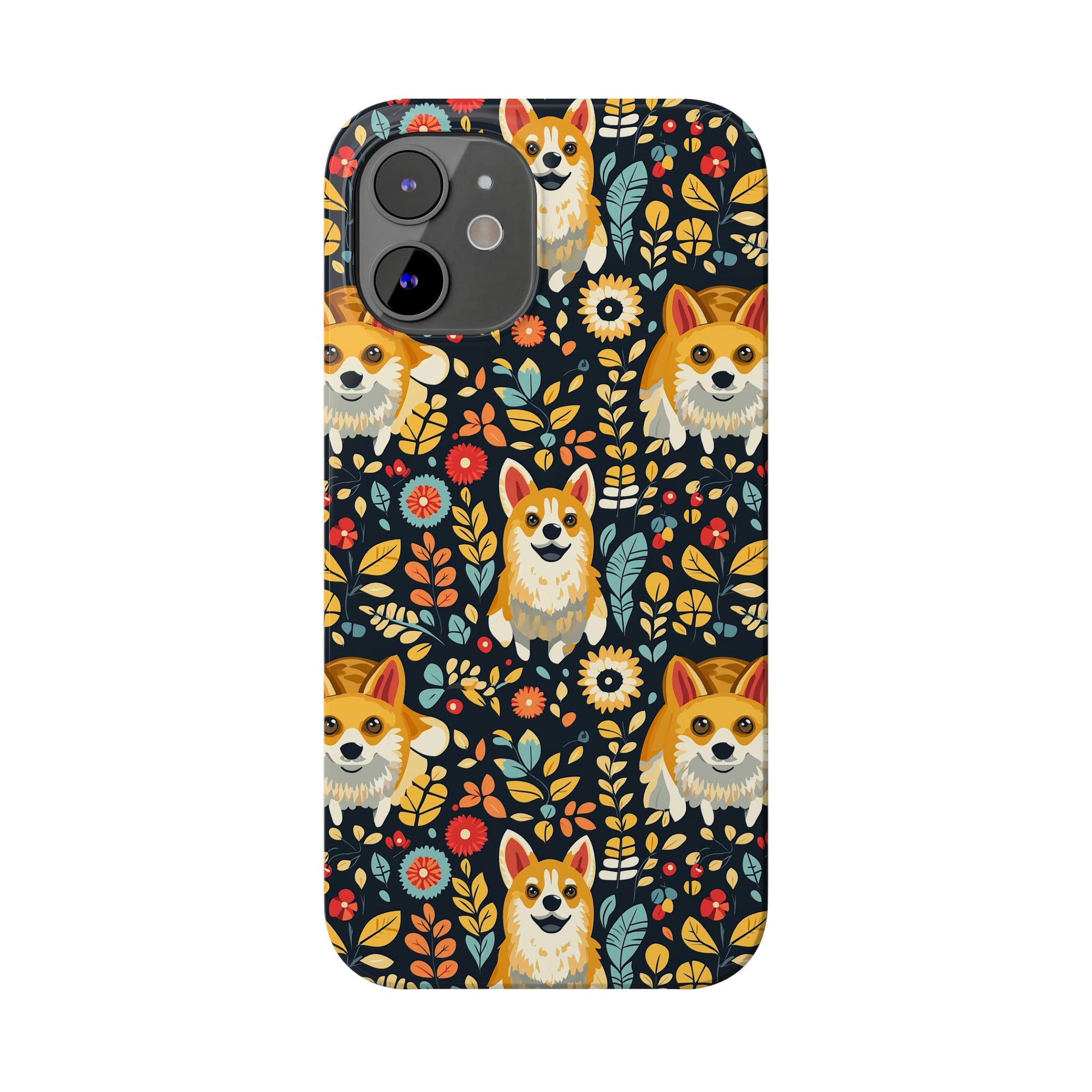 Corgi Rainbow Vine Dream Slim Phone Cases