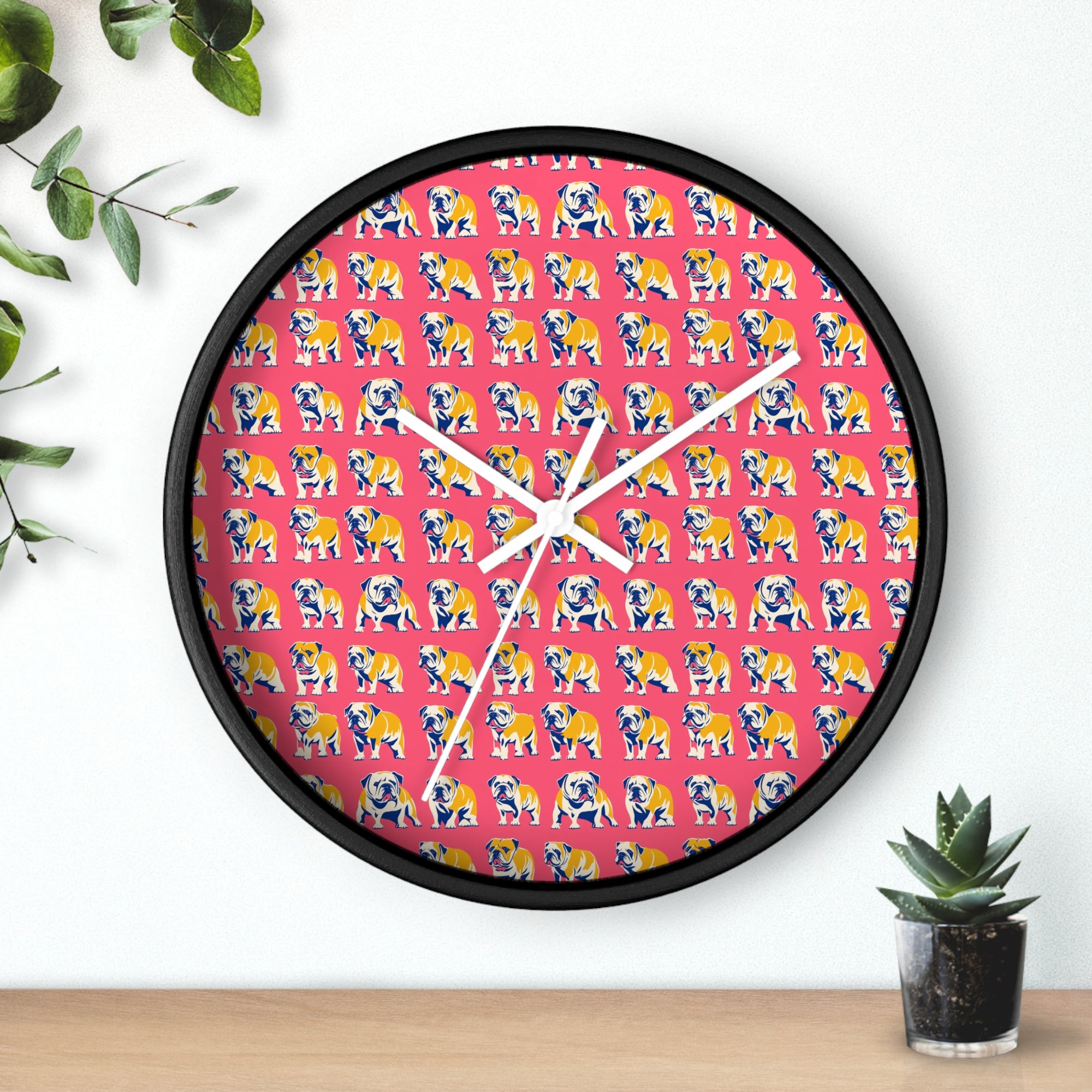 Bubblegum Glamour Bulldog Bouquet Wall Clock