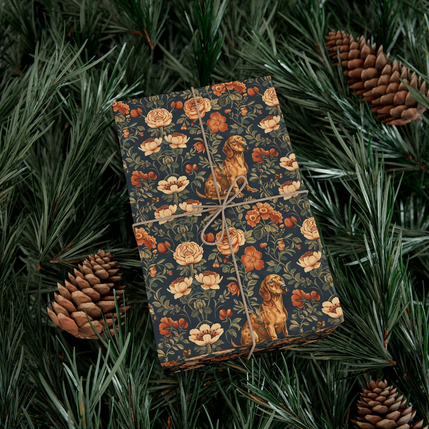 Dazzling Dachsund Blossoms & Foliage Gift Wrap Papers