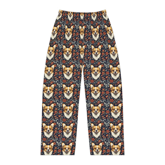 Floofy Corgi Blossom Blast Women's Pajama Pants